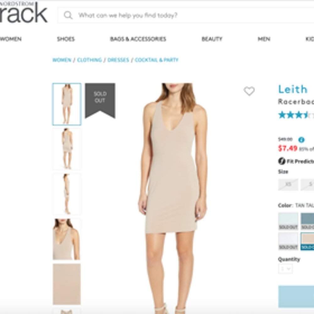 Beautiful taupe colored Leith racerback dress!